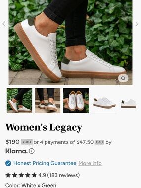 Thursday Boot Company Women's White Sneakers with Olive Heel Tab